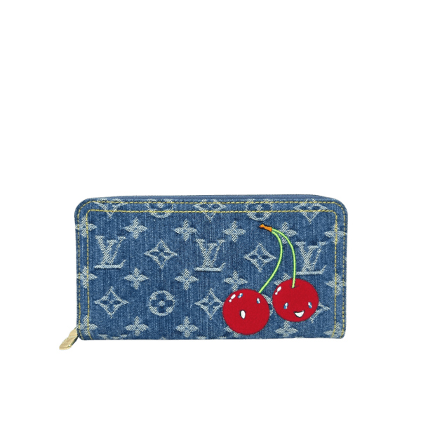 LOUIS VUITTON M23161 Takashi Murakami Collaboration Monogram Denim LV x TM Zippy Wallet, Women's Blue