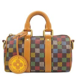 LOUIS VUITTON 2-Way Bag Keepall Bandoulière 25 Damier Canvas LV Birds Damier Ebene Canvas Multicolor Gold Hardware Pharrell Williams N00148 [Used]
