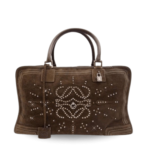 Loewe Amazona Brown Suede Rhinestones