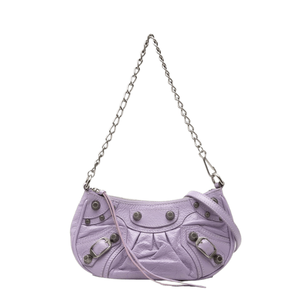 Balenciaga Luca Gore Mini Chain Handbag Shoulder Bag 2WAY 695814 Purple Leather Ladies [Used]