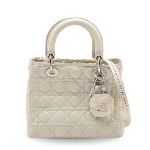 Dior Lady Dior Medium Ivory Leather