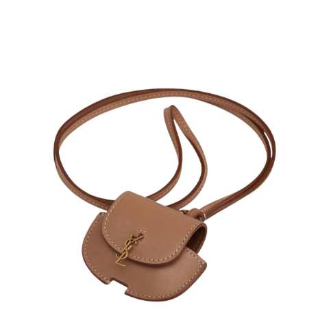 Pre-owned Saint Laurent YSL AirPods Case 710891 in Beige Leather
