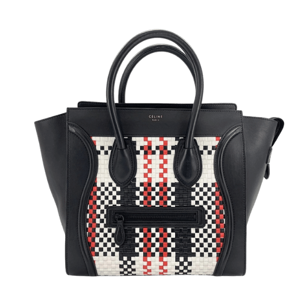 CELINE Leather Luggage Micro Shopper Tote Bag Black WS30091 [Used]