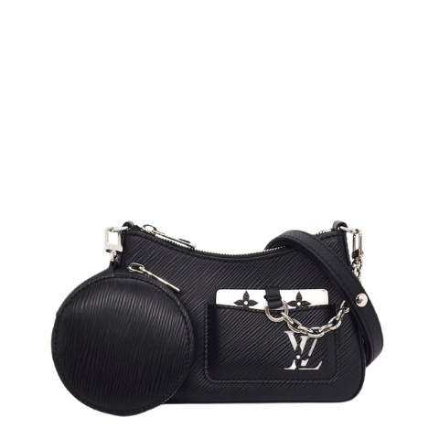 LOUIS VUITTON Shoulder Bag Mallyrini M20998 Noir White Epi Leather Silver Hardware [Used]