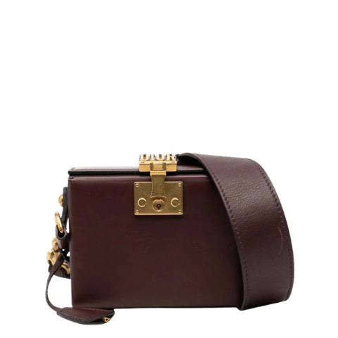 Dior Addict Small Box Crossbody Shoulder Bag Wine Red Bordeaux Leather Womens Used