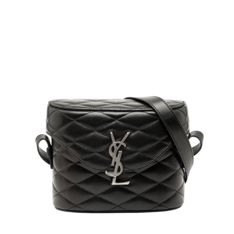 Saint Laurent YSL Logo June Box Shoulder Bag 710298 Black Lambskin Womens SAINT LAURENT [Used]