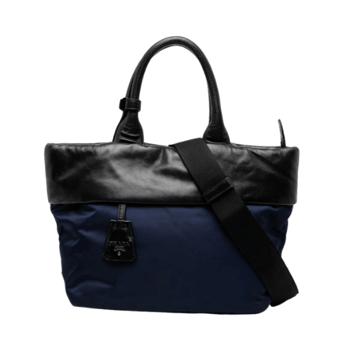 PRADA Shoulder Bag Handbag 2WAY 1BG959 Navy Black Nylon Leather Ladies