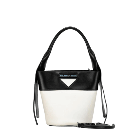 PRADA Ouverture Handbag Shoulder Bag 2WAY 1BE015 White Black Leather Ladies [Used]