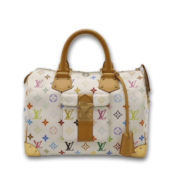 Pre-owned Louis Vuitton Monogram Multicolore Speedy 30 Handbag/Mini Boston Bag in Bron White, M92643