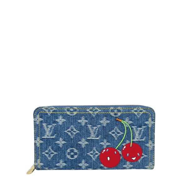 LOUIS VUITTON M23161 Takashi Murakami Collaboration Monogram Denim LV x TM Zippy Wallet, Women's Blue