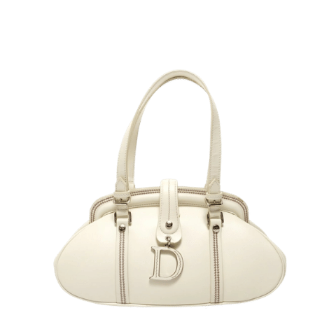 Christian Dior Detective Leather Shoulder Bag, Ivory WS28030 [Used]