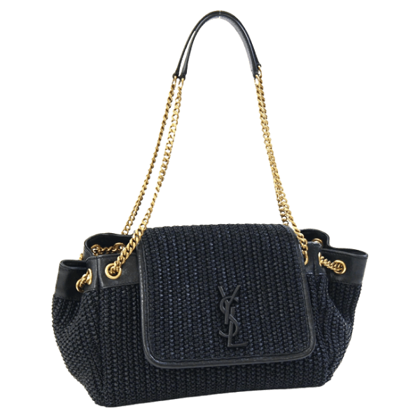 Pre-owned Saint Laurent Nolita Handbag 607465 in Black Raffia and Leather with a Chain Shoulder Strap and Logo. Women's. SAINT LAURENT | Saint Laurent Bag, Designer Bag, Chain Strap, Shoulder Bag, Vintage