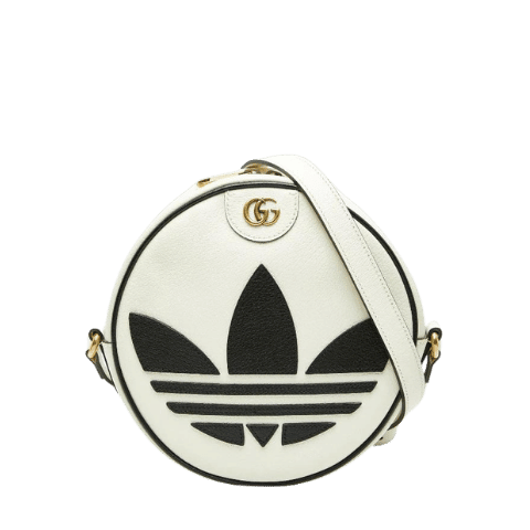 Gucci x Adidas GG Marmont Crossbody Shoulder Bag 702626 White Black Leather Womens [Used]