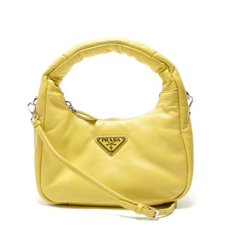 PRADA 2-way Padded Mini Soft Nappa Leather Shoulder Bag Yellow WS28922 [Used]