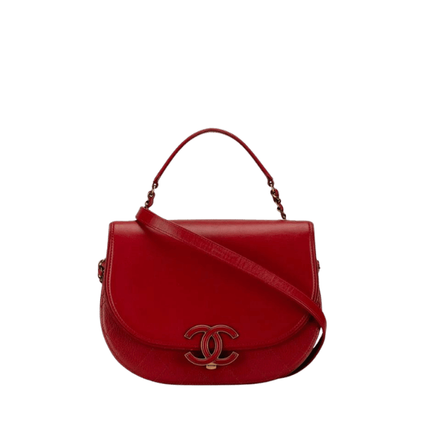 Chanel Coco Mark Handbag Shoulder Bag 2WAY Red Leather Ladies 【Used】