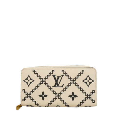Louis Vuitton Monogram Empreinte Broderie Zippy Wallet M81141 Cream [Used]