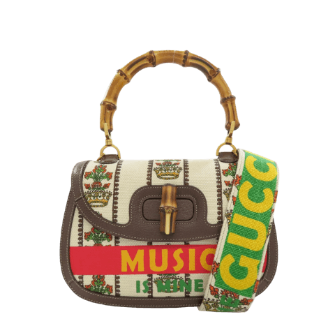 Gucci 681173 Bamboo Bag 100th Anniversary Model Handbag Canvas