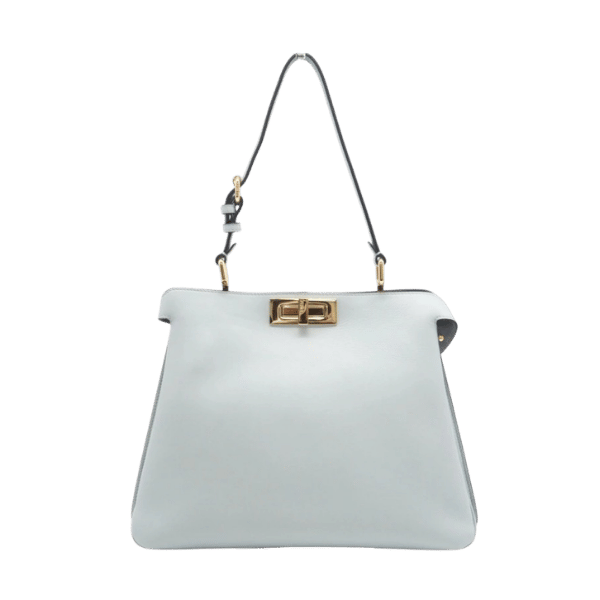 Used Good Condition FENDI Camellia Leather FENDI Peekaboo Soft Medium Leather Handbag 8BN353 2-way handbag Blue Leather Women's [Used]