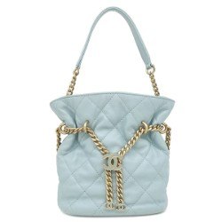 Chanel CHANEL 2WAY Bag Matelassé Mini Bucket Bag Lambskin Light Blue Gold Hardware AS3116 Random Serial [Used]