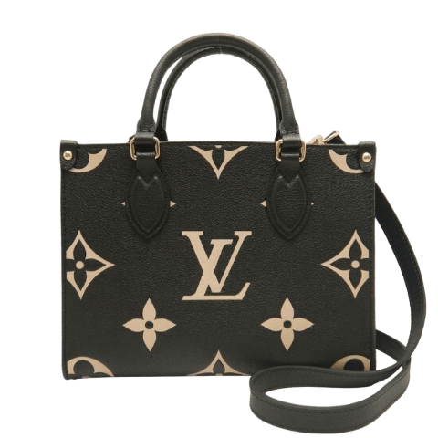 Louis Vuitton Bicolor Monogram Onthego PM M45659 Handbag Black Amplant Beige Women