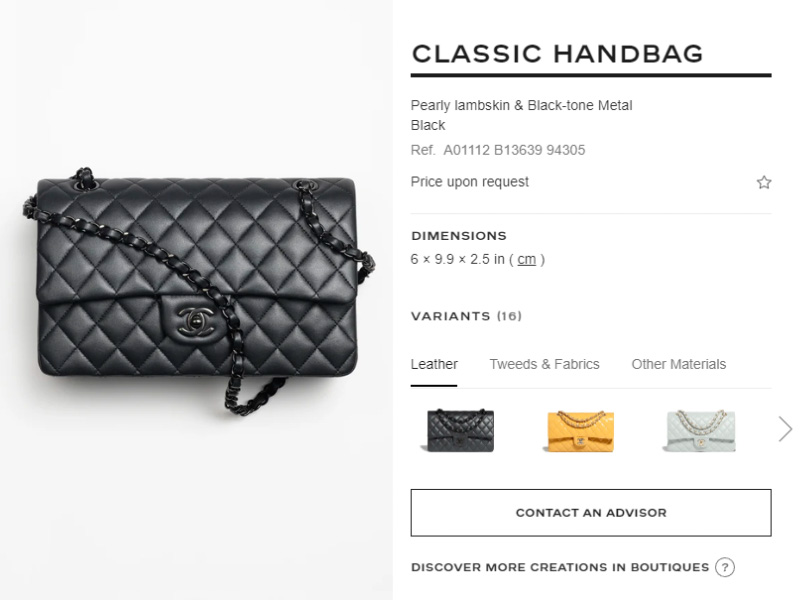 Chanel flap bag listing online