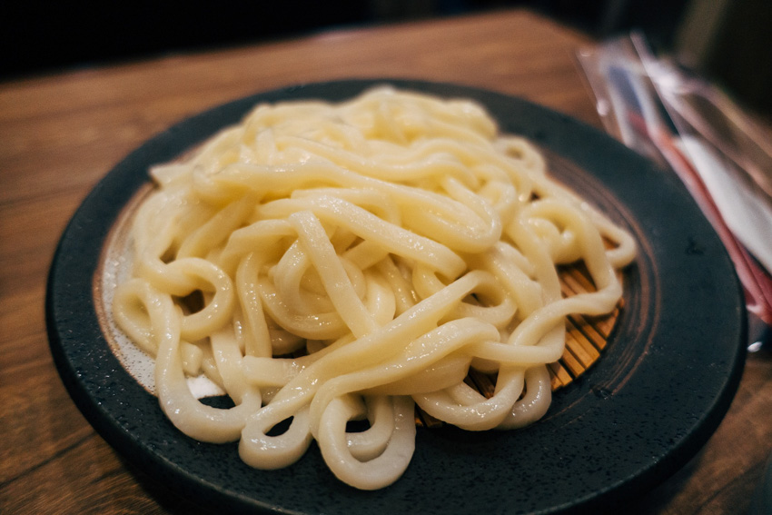 Udon on a plate without soup