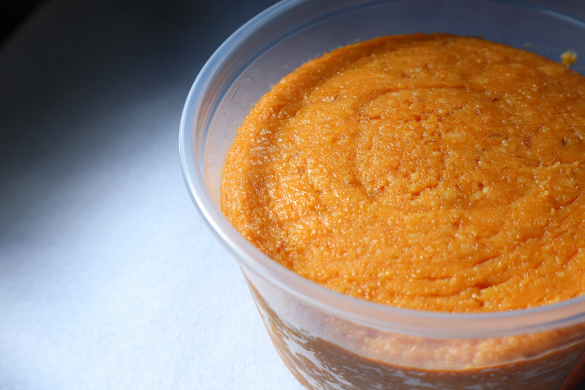 Awase miso in a round plastic container