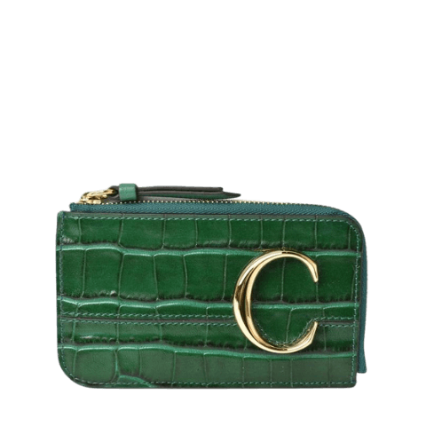 Chloe mini wallet/coin case/card case Chloe wallet/pouch CHLOE C/Chloe Sea crocodile embossed green