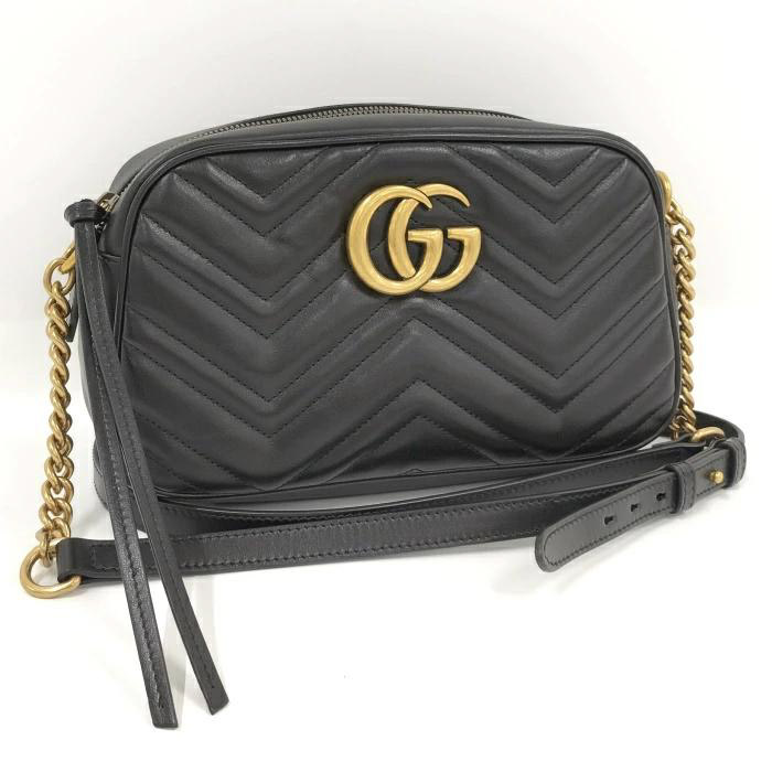 [Used] GUCCI Shoulder Bag Crossbody Leather GG Marmont Black 447632