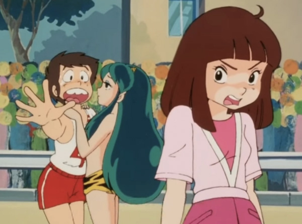 Ataru, Lum and Shinobu in the first episode