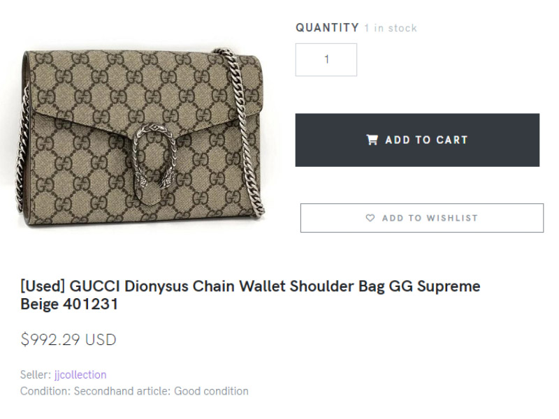 [Used] GUCCI Dionysus Chain Wallet Shoulder Bag GG Supreme Beige 401231