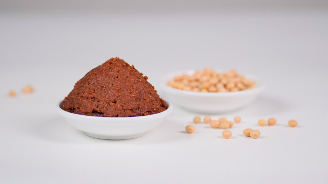 Red miso paste on a small plate