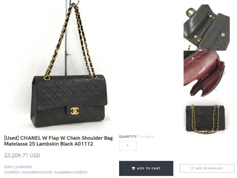 Chanel flap bag listing on ZenPlus marketplace