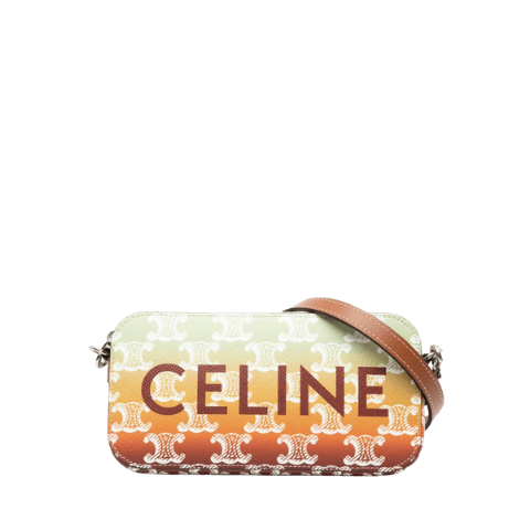 Celine Triomphe Horizontal Pouch Crossbody Shoulder Bag 10L272GE3 Brown Multicolor Leather Women [Used]