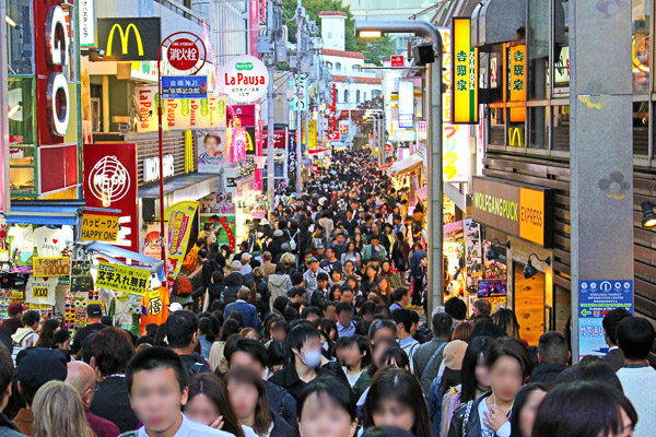 Harajuku's Takeshita street bustling with people