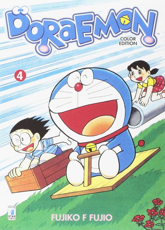 A retro comic book cover of Doraemon