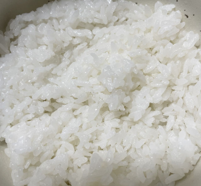 Close up of Akitakomachi cooked rice