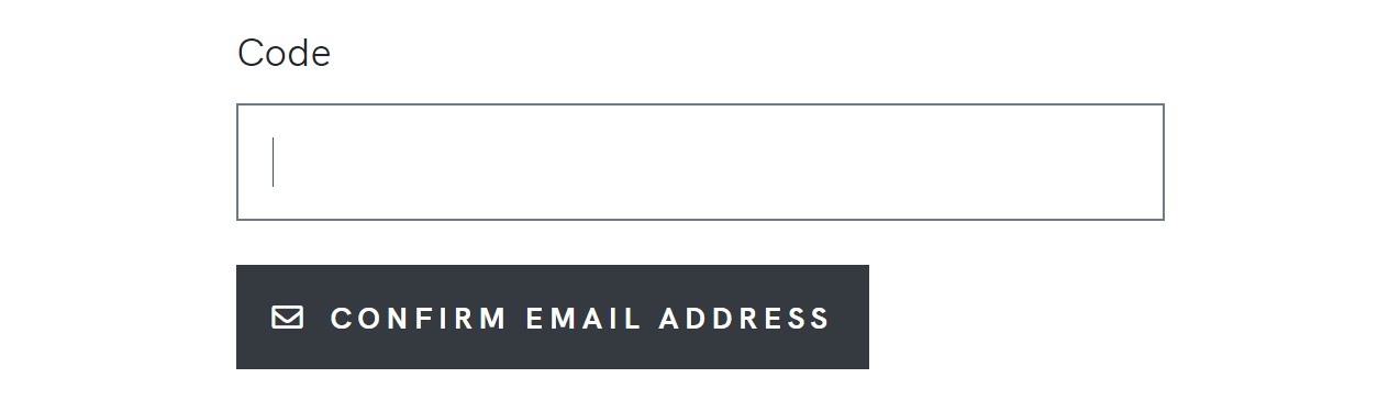 Email confirmation code box