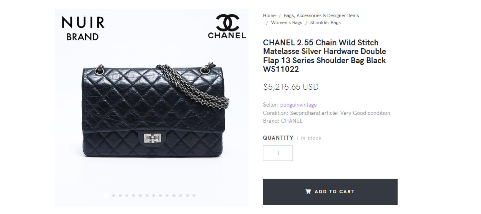 Chanel 2.55 bag displayed at the website ZenPlus