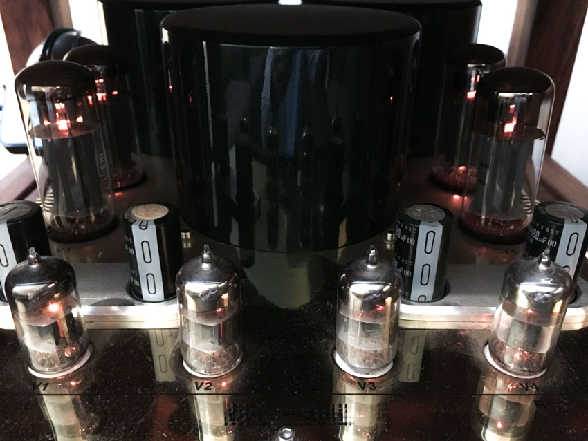 A high end audio amp with tubes on the outside.