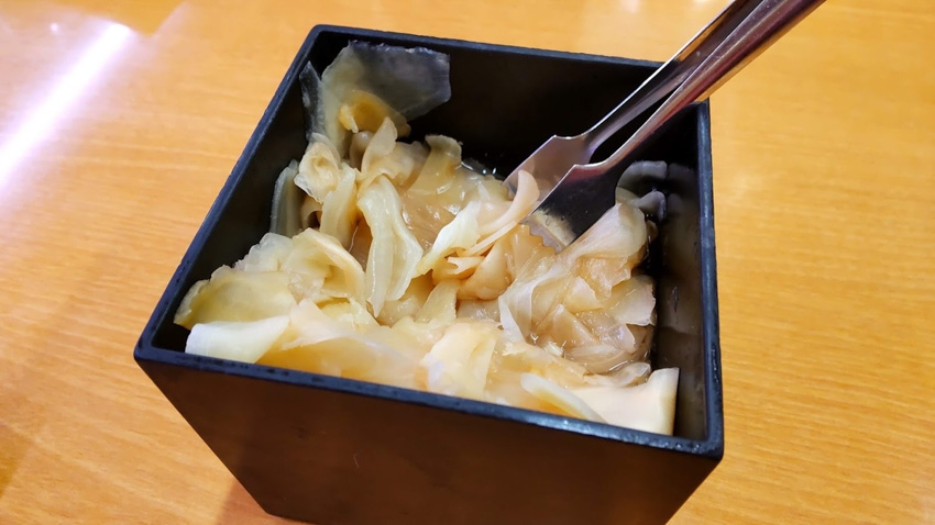 Gari is pickled ginger commonly eaten between sushi dishes to clear the taste palette