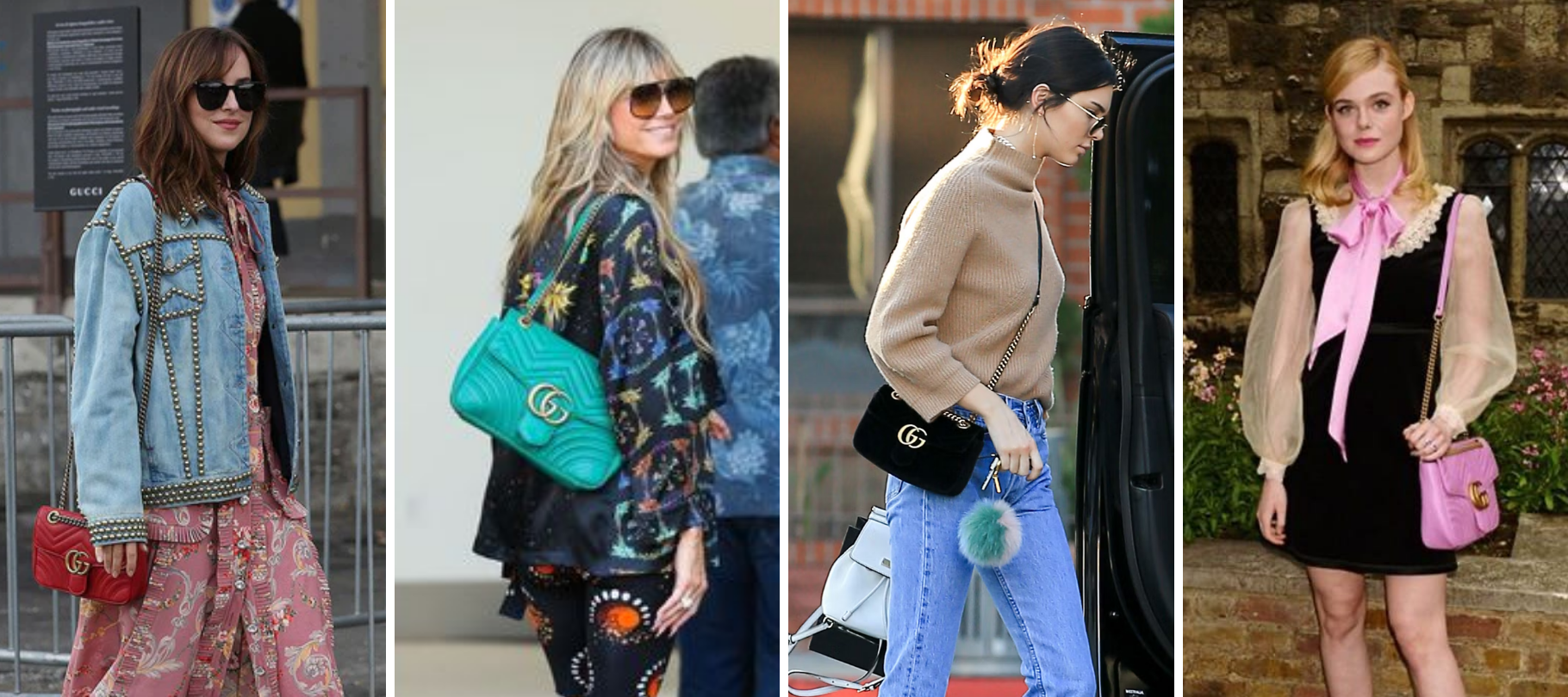 Celebrities wearing the Gucci Marmont bag