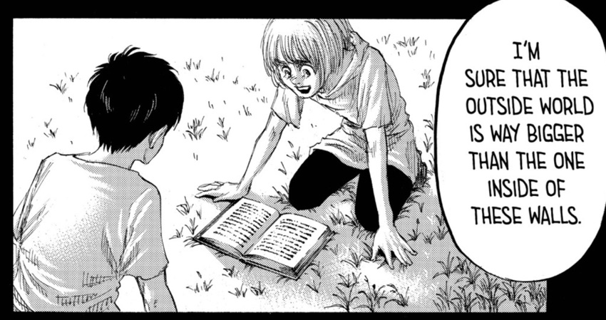 Eren was a bored and dreamless kid until Armin showed him a book which made him realize that he is not free.