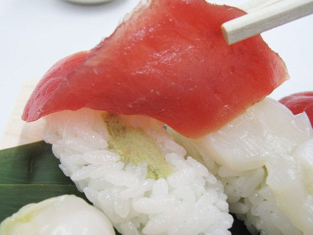 Nigiri sushi with wasabi inside