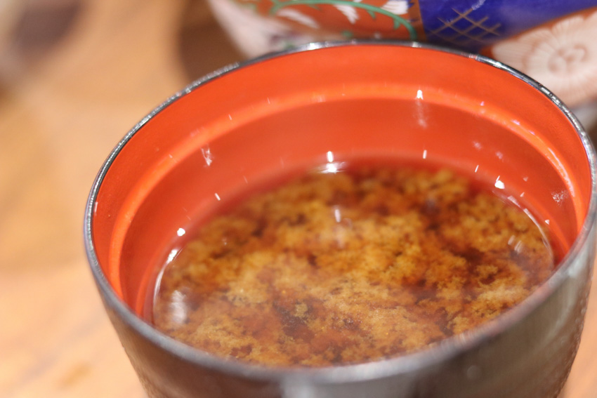 Red miso soup in a bowl