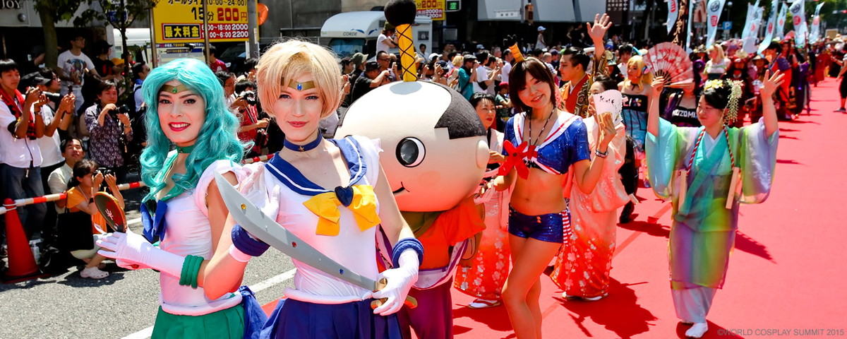 Image of a cosplay parade held at the World Cosplay Summit 2015 in Nagoya, Japan