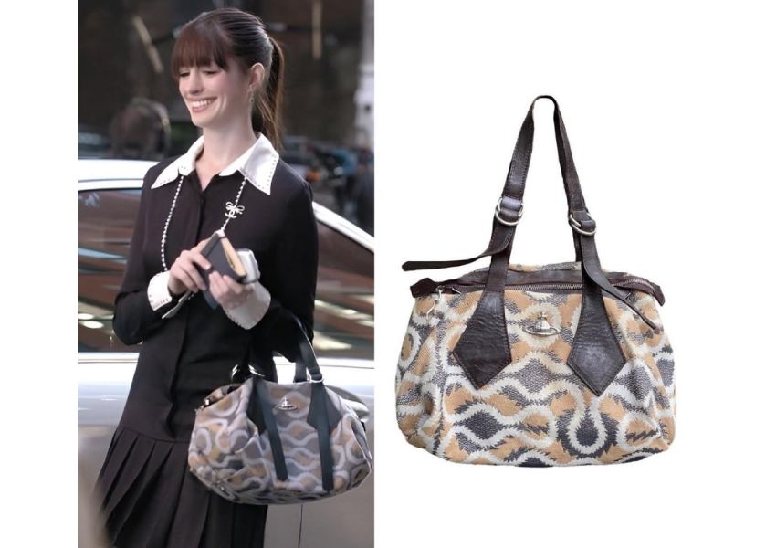 The Vivienne Westwood Squiggle Bag with its bold print and unapologetic silhouette, as seen in The Devil Wears Prada (2006)