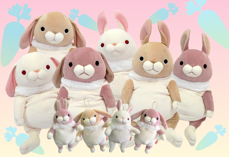 Shinada Global white and pink Mochi Rabbits