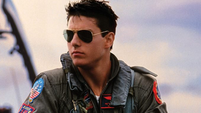 Tom Cruise in the original Top Gun movie wearing Ray-Ban Aviators RB3025