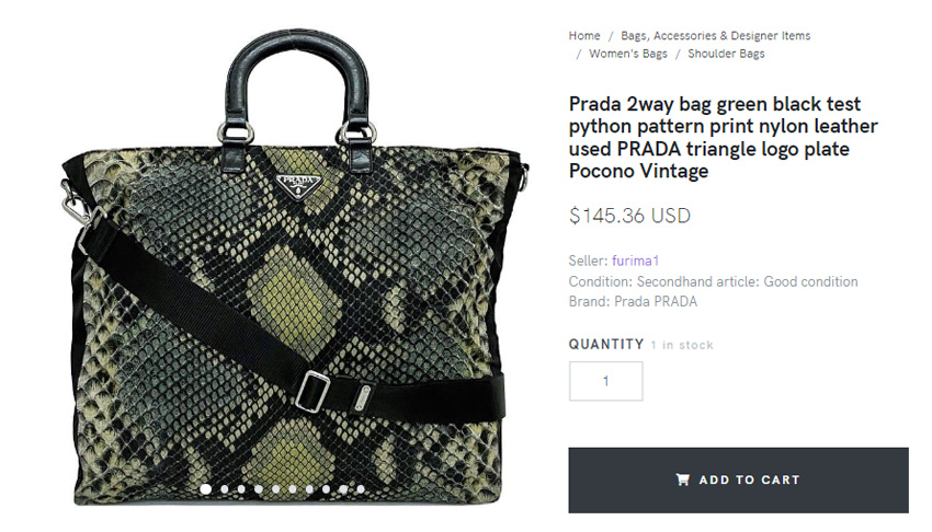 Prada 2 way Tessuto Python Bag on ZenPlus Marketplace